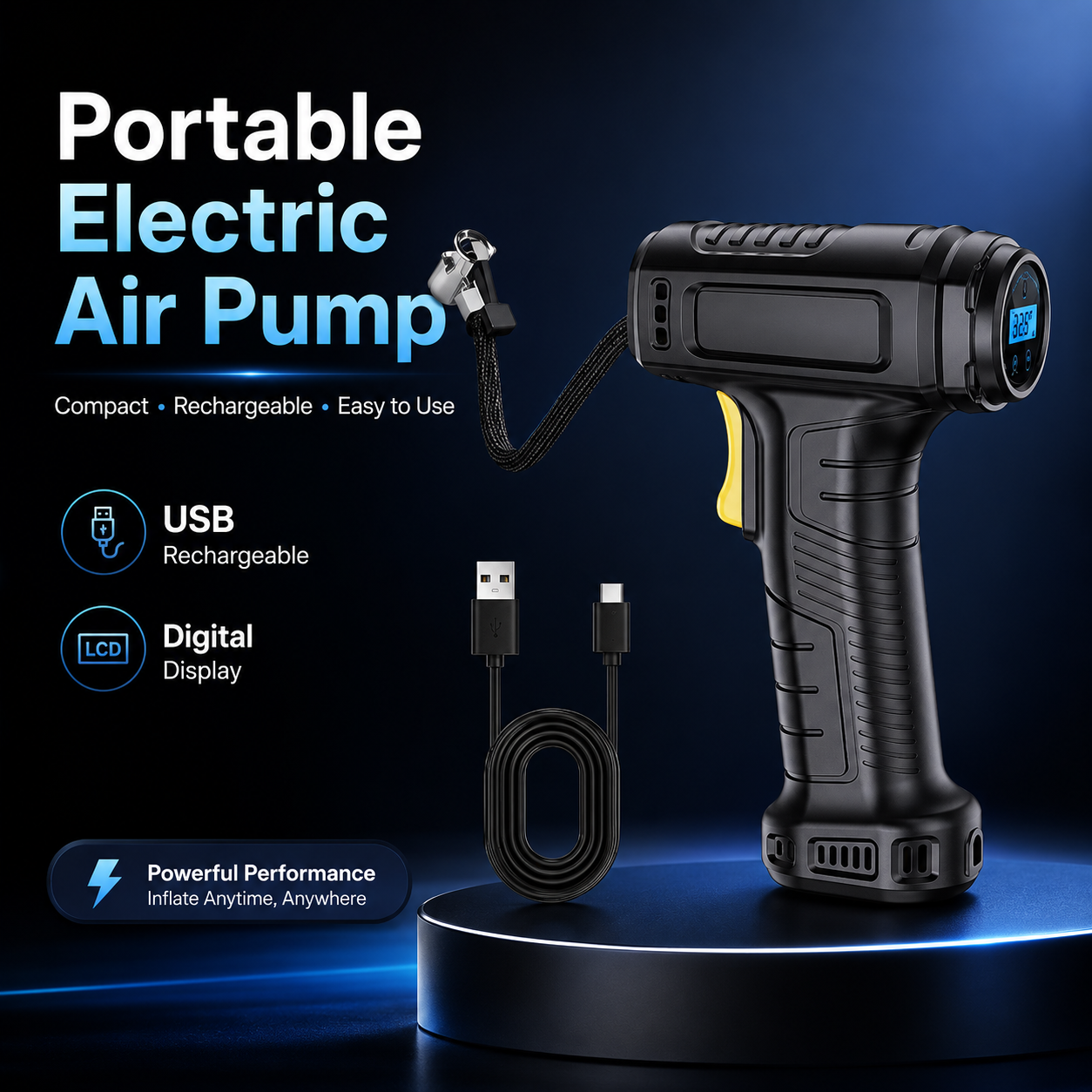 🔥Limited-time offer-Portable Cordless Air Compressor with Digital Display