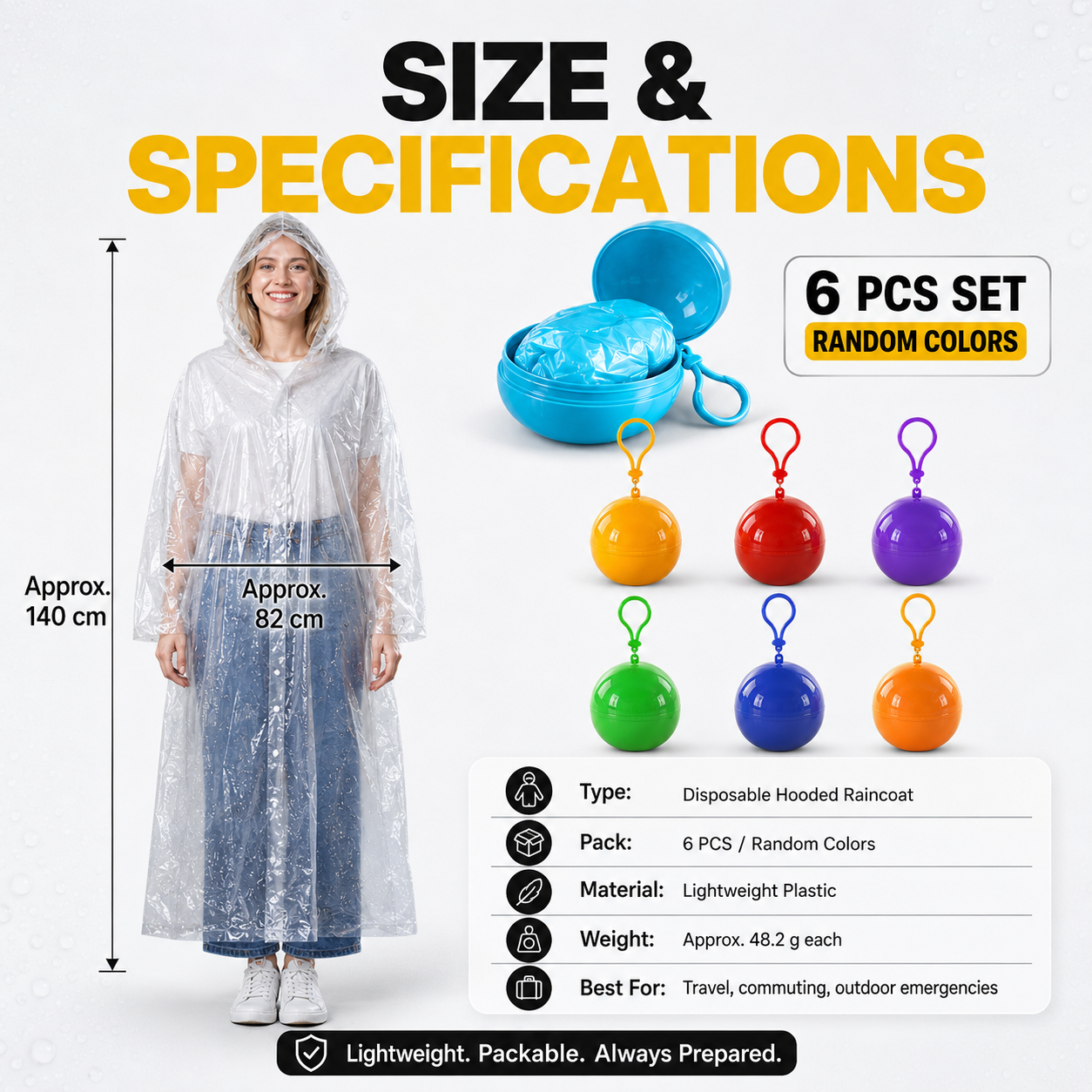☔ Pocket-Sized Raincoat Capsules – Instant Rain Protection Anytime, Anywhere 🌧️ | 6-Pack