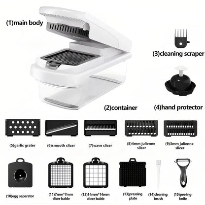 🥕🥕15-in-1 Vegetable Chopper | Multifunctional Food Cutter with Container