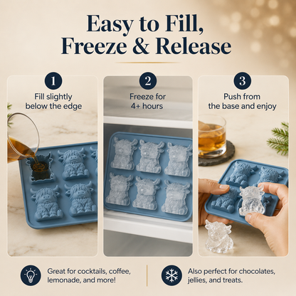 🐮 Last Day Deal - Highland Cow Ice Cube Mold for Drinks & Gifts