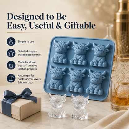 🐮 Last Day Deal - Highland Cow Ice Cube Mold for Drinks & Gifts