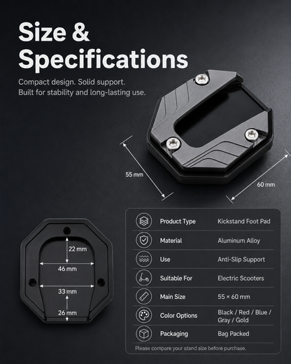 Motorcycle Kickstand Foot Side Stand Extension Pad