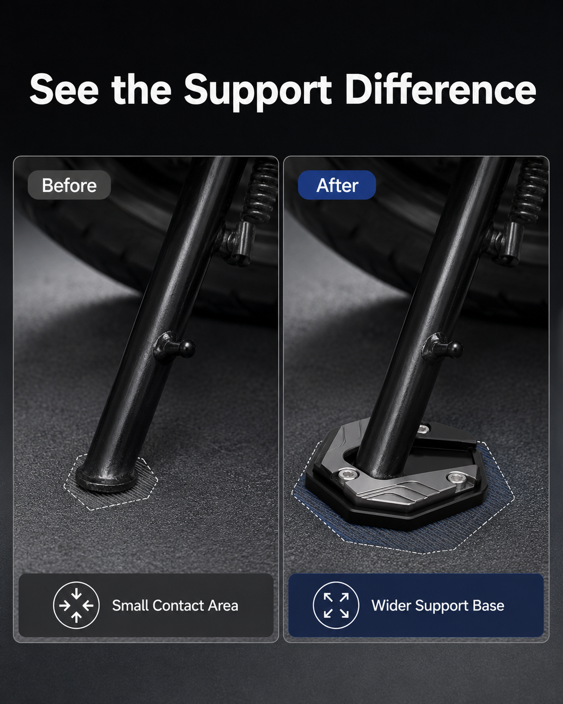 Motorcycle Kickstand Foot Side Stand Extension Pad