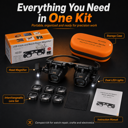 🔍 See Every Tiny Detail — 24X LED Hands-Free Magnifier for Precision Work 💡🔧