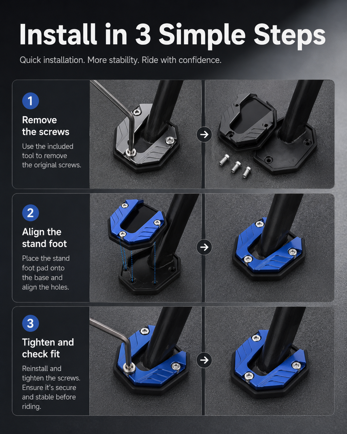 Motorcycle Kickstand Foot Side Stand Extension Pad