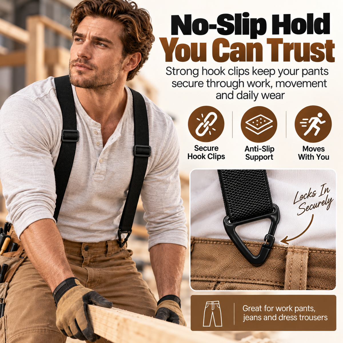 👔 Adjustable Men’s Suspenders – Secure Fit, All-Day Comfort
