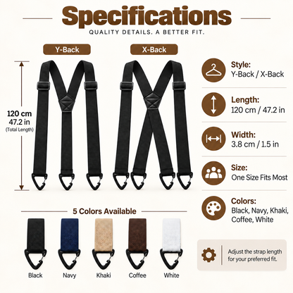👔 Adjustable Men’s Suspenders – Secure Fit, All-Day Comfort