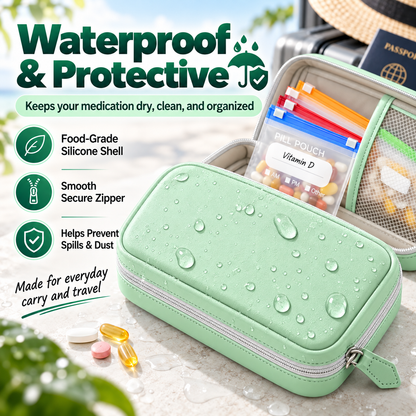 💊 14-Pouch Travel Pill Organizer | Waterproof, Color-Coded & Reusable Medicine Storage Case ✈️