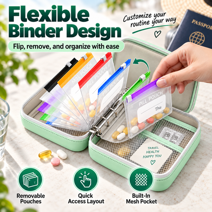 💊 14-Pouch Travel Pill Organizer | Waterproof, Color-Coded & Reusable Medicine Storage Case ✈️