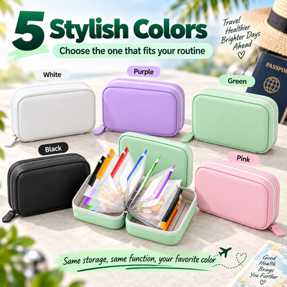 💊 14-Pouch Travel Pill Organizer | Waterproof, Color-Coded & Reusable Medicine Storage Case ✈️