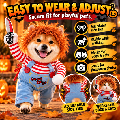 🎃 Funny Halloween Pet Costume – Turn Your Dog or Cat Into the Party Star! 🐶🔪🐱