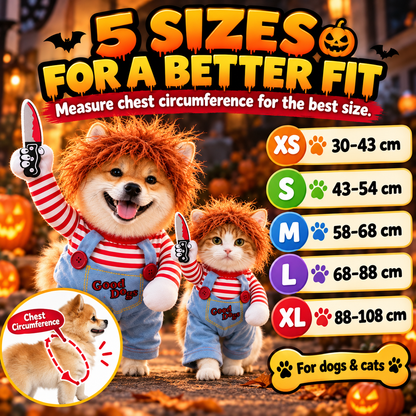 🎃 Funny Halloween Pet Costume – Turn Your Dog or Cat Into the Party Star! 🐶🔪🐱