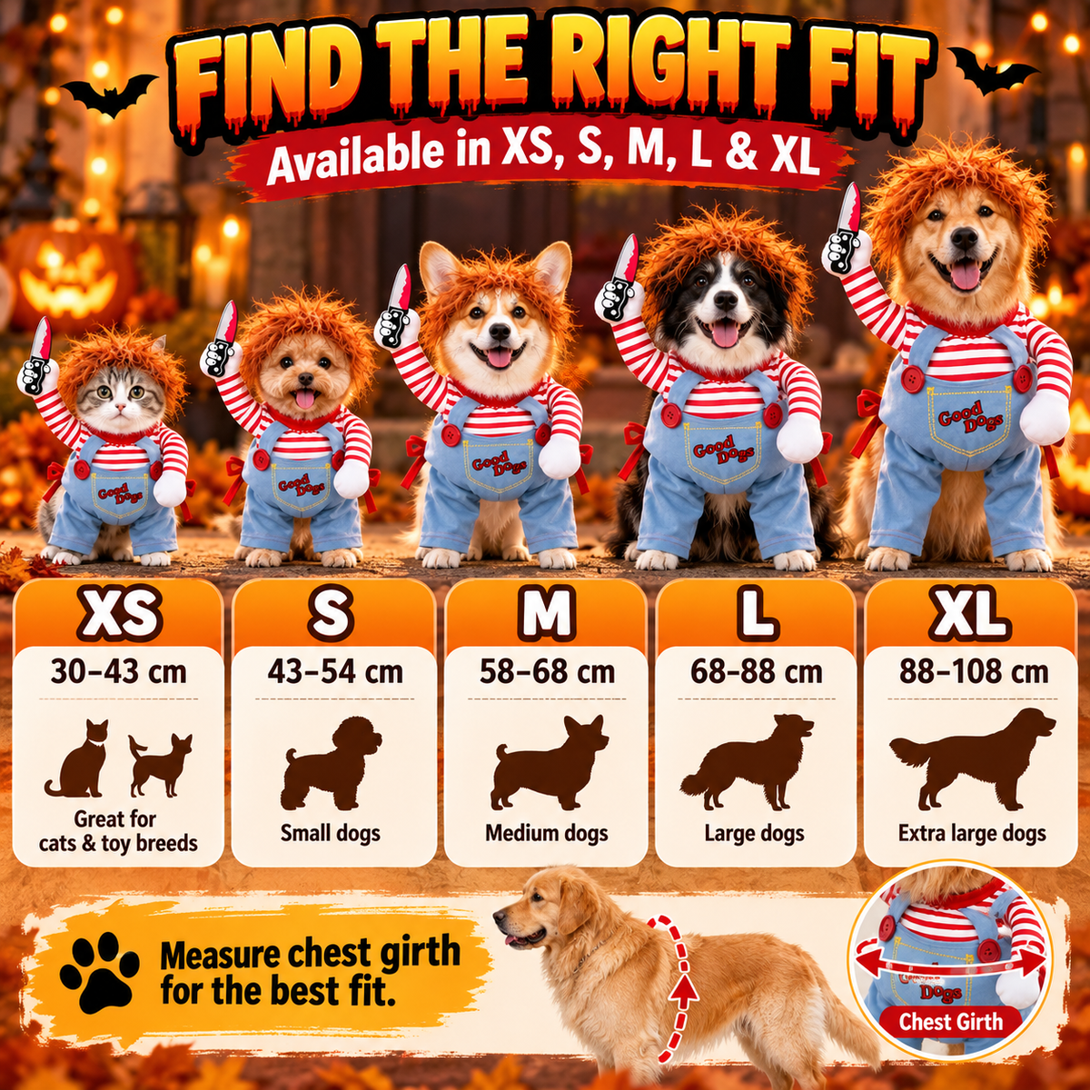 🎃 Funny Halloween Pet Costume – Turn Your Dog or Cat Into the Party Star! 🐶🔪🐱