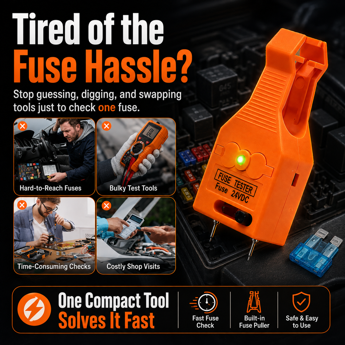 ⚡ 2-in-1 Car Fuse Tester & Puller – 🔍 Quick Check, 🔧 Easy Removal, 🚗 Roadside Ready
