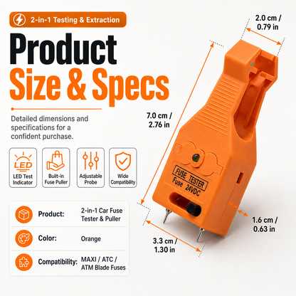 ⚡ 2-in-1 Car Fuse Tester & Puller – 🔍 Quick Check, 🔧 Easy Removal, 🚗 Roadside Ready