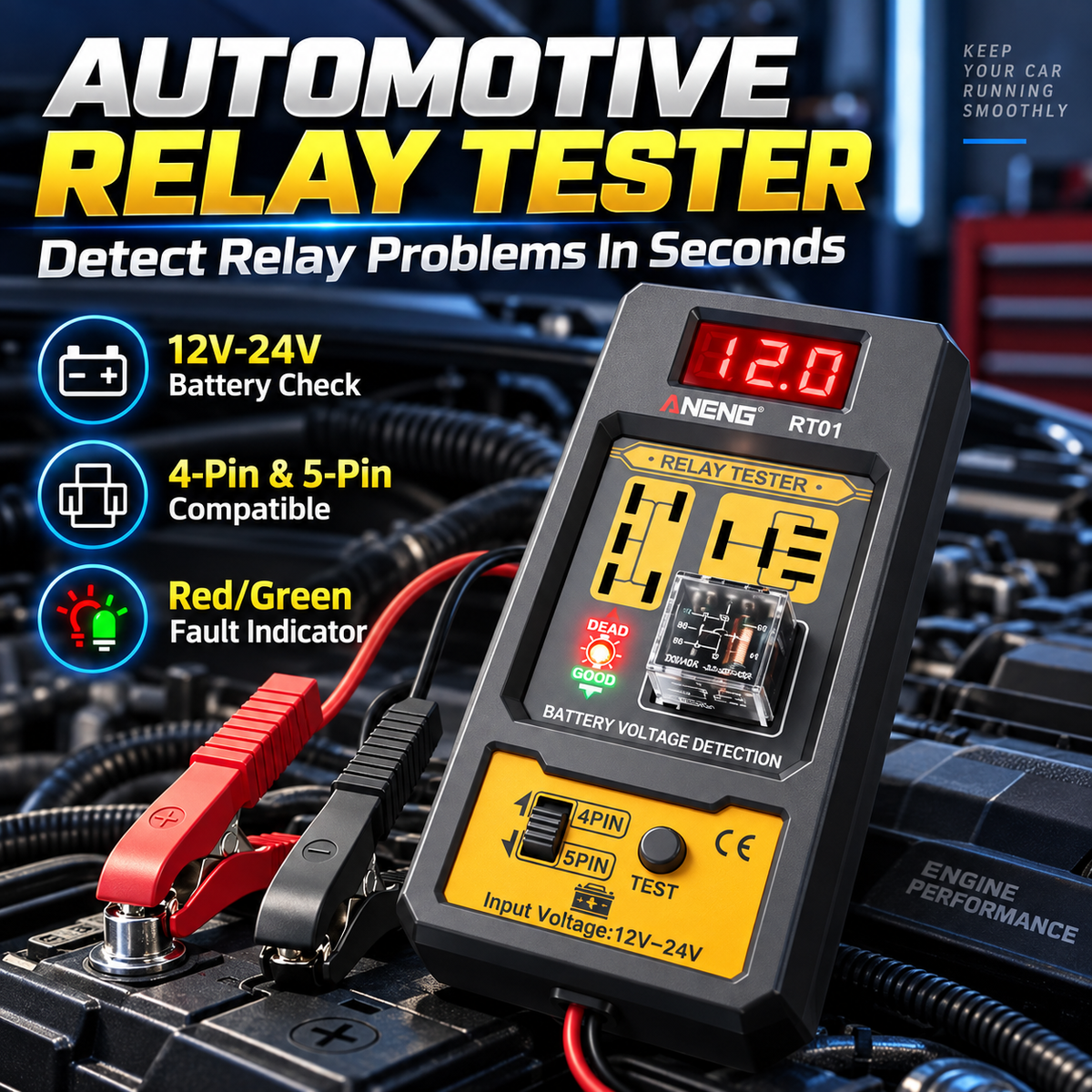 🚗 Find Bad Relays in Seconds ⚡ 12V–24V Automotive Relay & Battery Voltage Tester