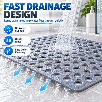 🛁 Anti-Slip Suction Shower Mat — Powerful Grip, Fast Drainage & Safer Steps 💧