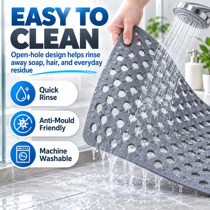 🛁 Anti-Slip Suction Shower Mat — Powerful Grip, Fast Drainage & Safer Steps 💧