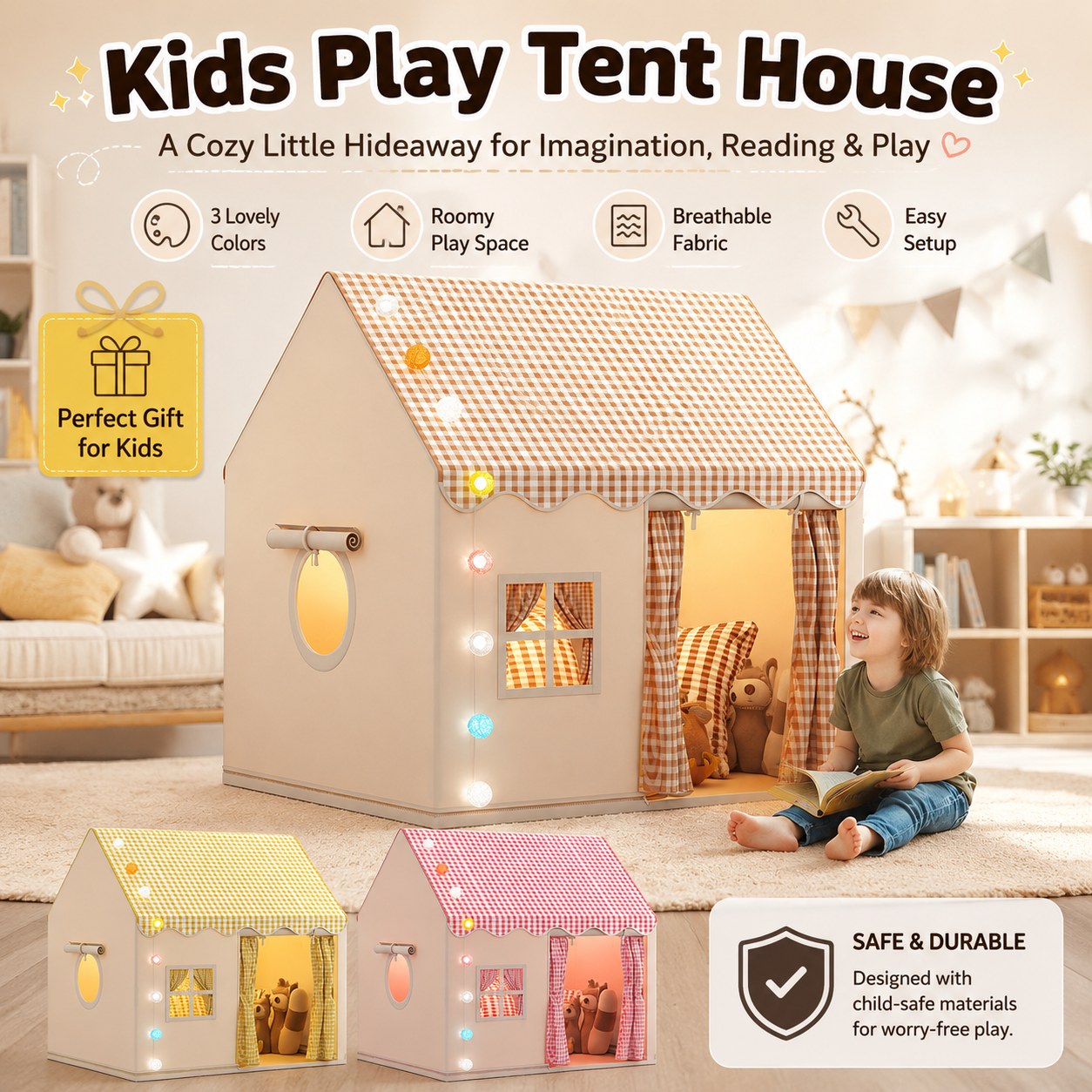 🏡 Kids’ Dream Playhouse Tent | ✨ A Cozy Hideaway for Reading, Playing & Imagination 🎁
