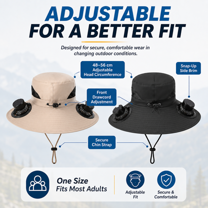 ☀️ SolarBreeze Dual-Fan Sun Hat – Hands-Free Cooling & All-Day Sun Protection 🧊