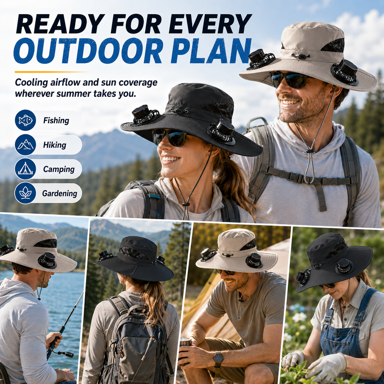 ☀️ SolarBreeze Dual-Fan Sun Hat – Hands-Free Cooling & All-Day Sun Protection 🧊