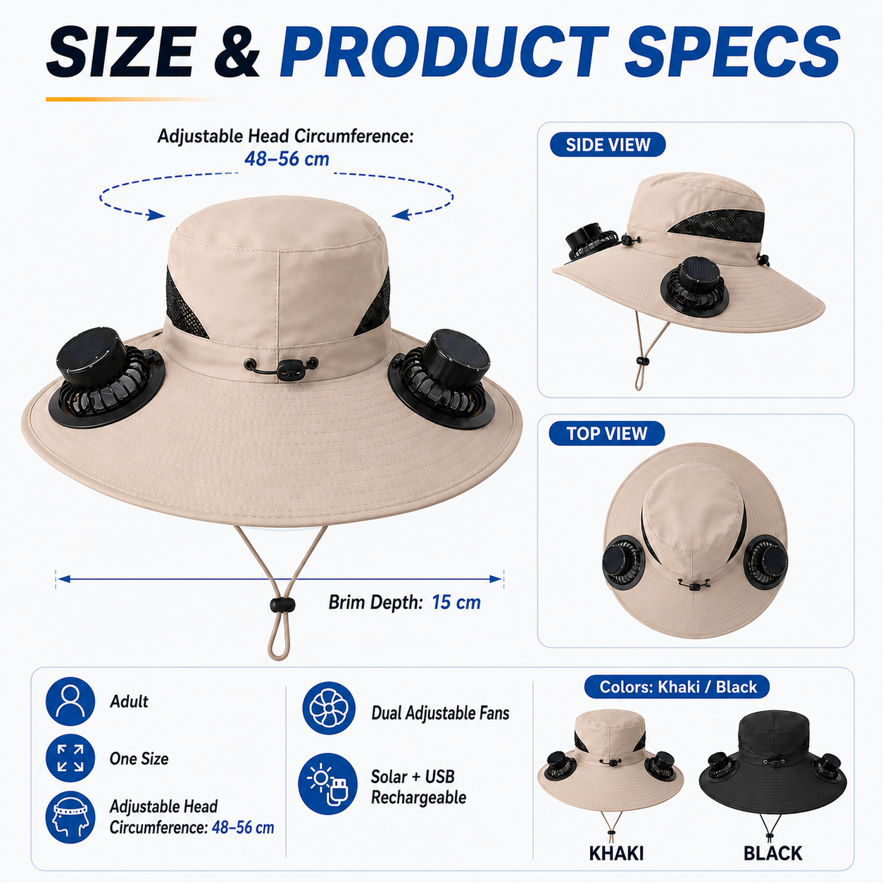 ☀️ SolarBreeze Dual-Fan Sun Hat – Hands-Free Cooling & All-Day Sun Protection 🧊