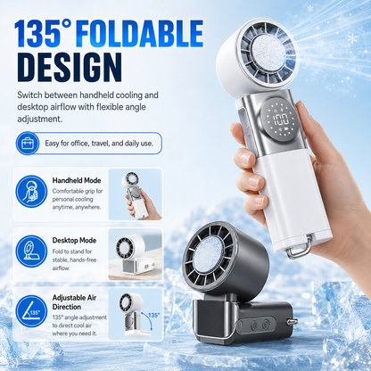 2-in-1 Portable Ice-Cooling Fan & Power Bank with Retractable Type-C Cable ❄️🔋