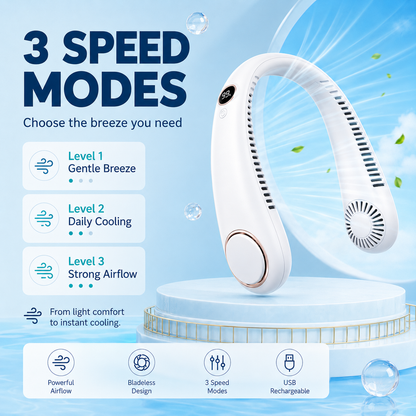 🔥 Hands-Free Portable Neck Fan – Powerful Bladeless Cooling for Summer, Sports & Outdoor Use🧊