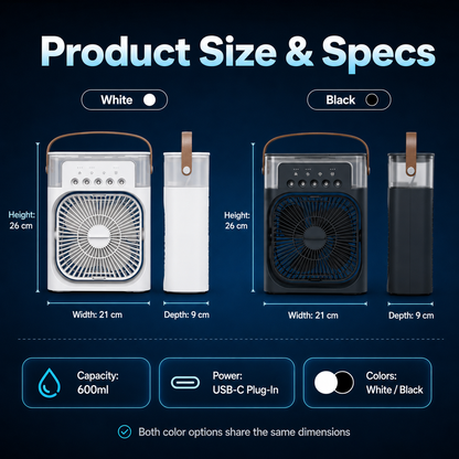 ❄️ 5-Nozzle Cooling Mist Fan — Add Ice, Feel the Chill 💨