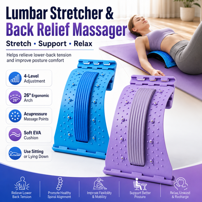 Lumbar Back Stretcher – 4-Level Spine Support & Lower Back Relief Massager🌿