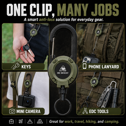🔒 Tactical Auto-Retract Gear Clip – Keep Keys, Phone & Tools Secure & Within Reach