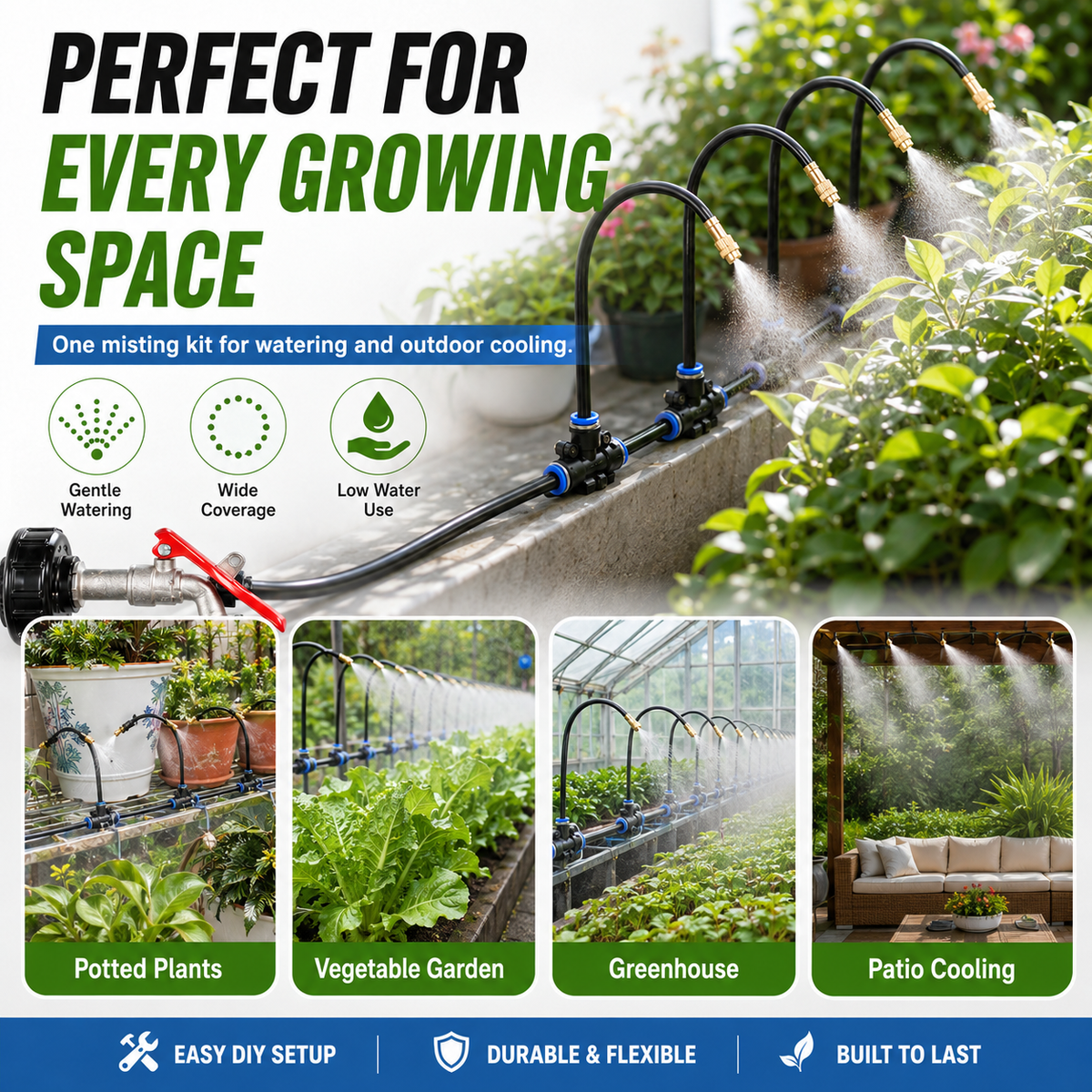 💦 360° Adjustable Garden Misting System 🌿 – Effortless Watering, Wider Coverage & Easy DIY Setup