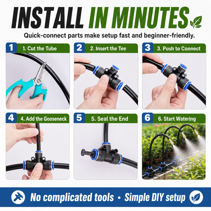 💦 360° Adjustable Garden Misting System 🌿 – Effortless Watering, Wider Coverage & Easy DIY Setup