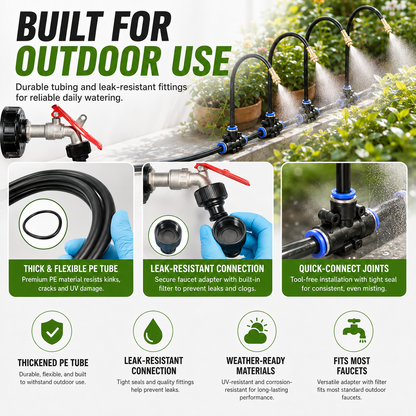 💦 360° Adjustable Garden Misting System 🌿 – Effortless Watering, Wider Coverage & Easy DIY Setup