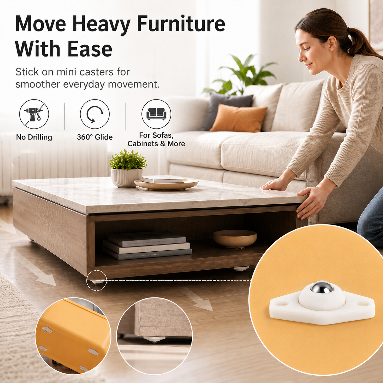 🎁Universal 360° Rotating Self-Adhesive Wheels Set