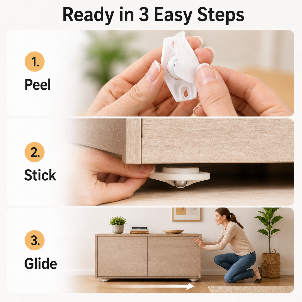 🎁Universal 360° Rotating Self-Adhesive Wheels Set
