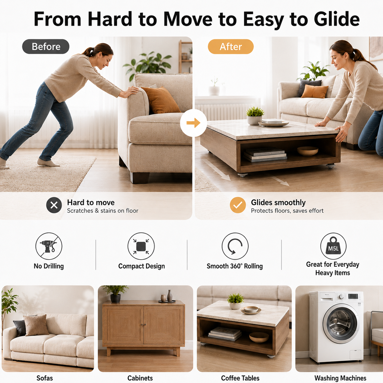 🎁Universal 360° Rotating Self-Adhesive Wheels Set