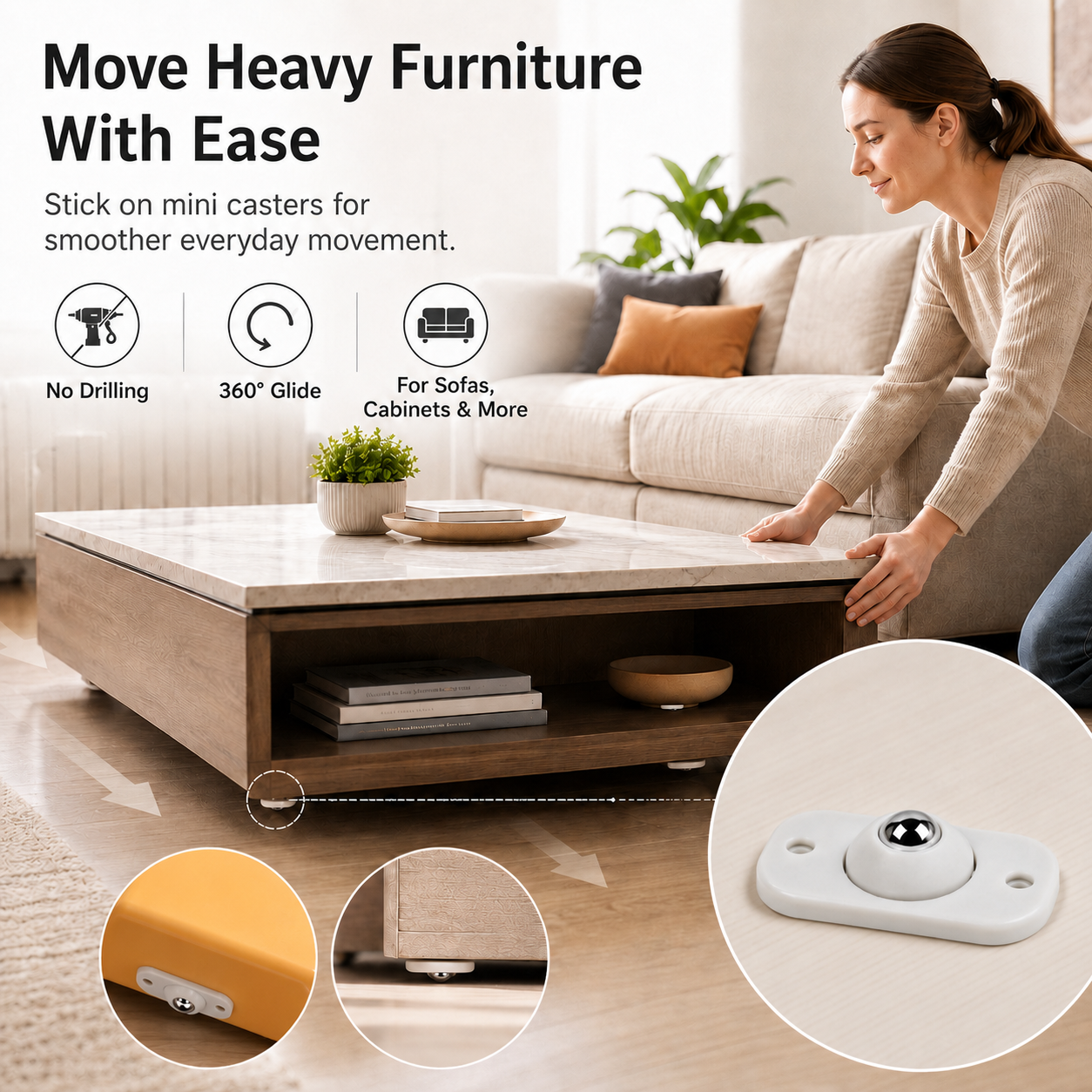🎁Universal 360° Rotating Self-Adhesive Wheels Set