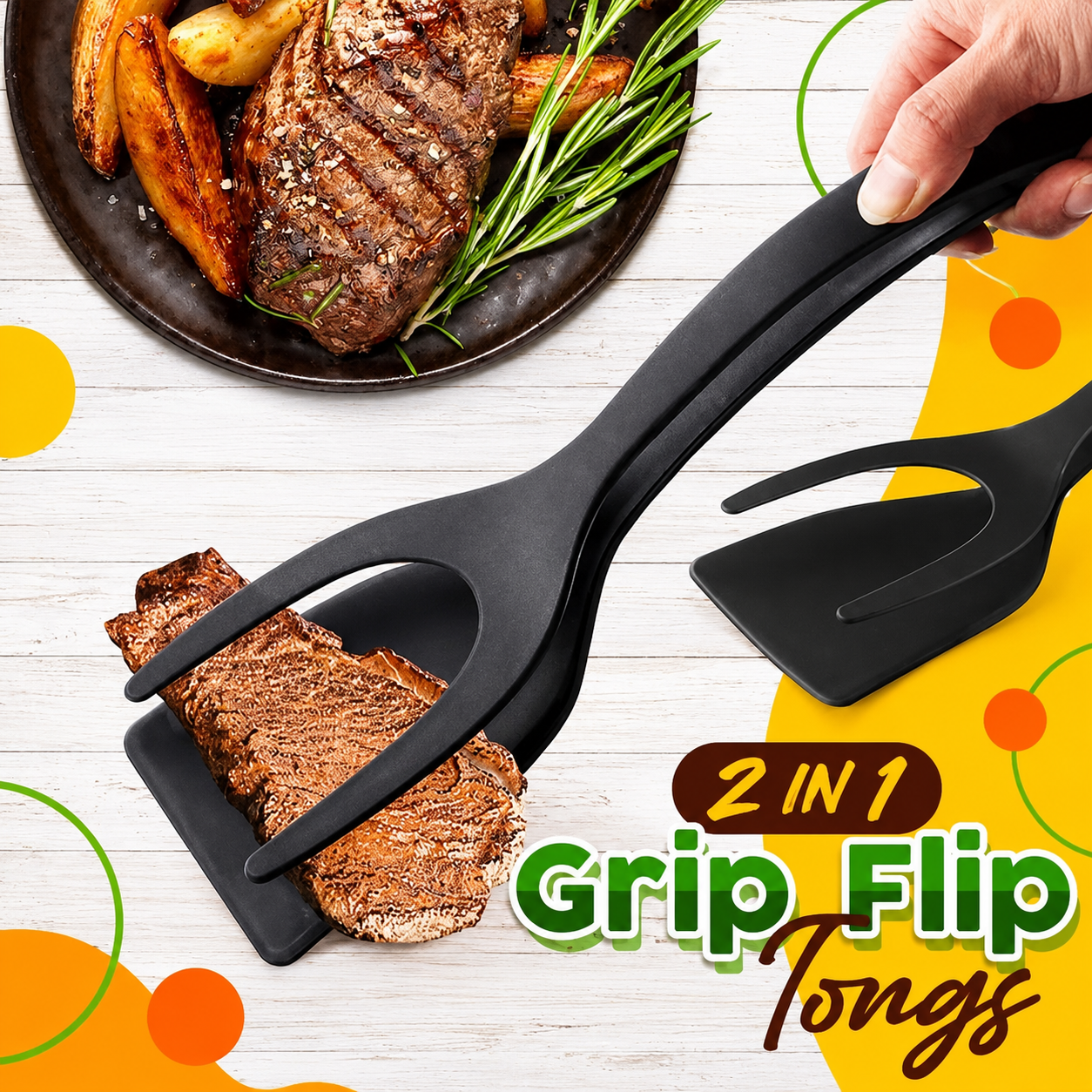 🔥🥩 2-in-1 Spatula Clip – Heat-Resistant Silicone & Non-Slip Handle – Kitchen Cooking Essential