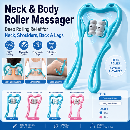 360° Neck & Body Roller Massager – Deep Relief for Neck, Shoulders, Back & Legs💆
