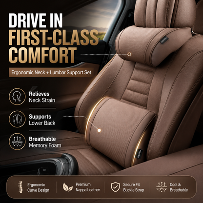 🛋️ Drive in First-Class Comfort — Ergonomic Car Neck & Lumbar Support Pillow Set 🚗