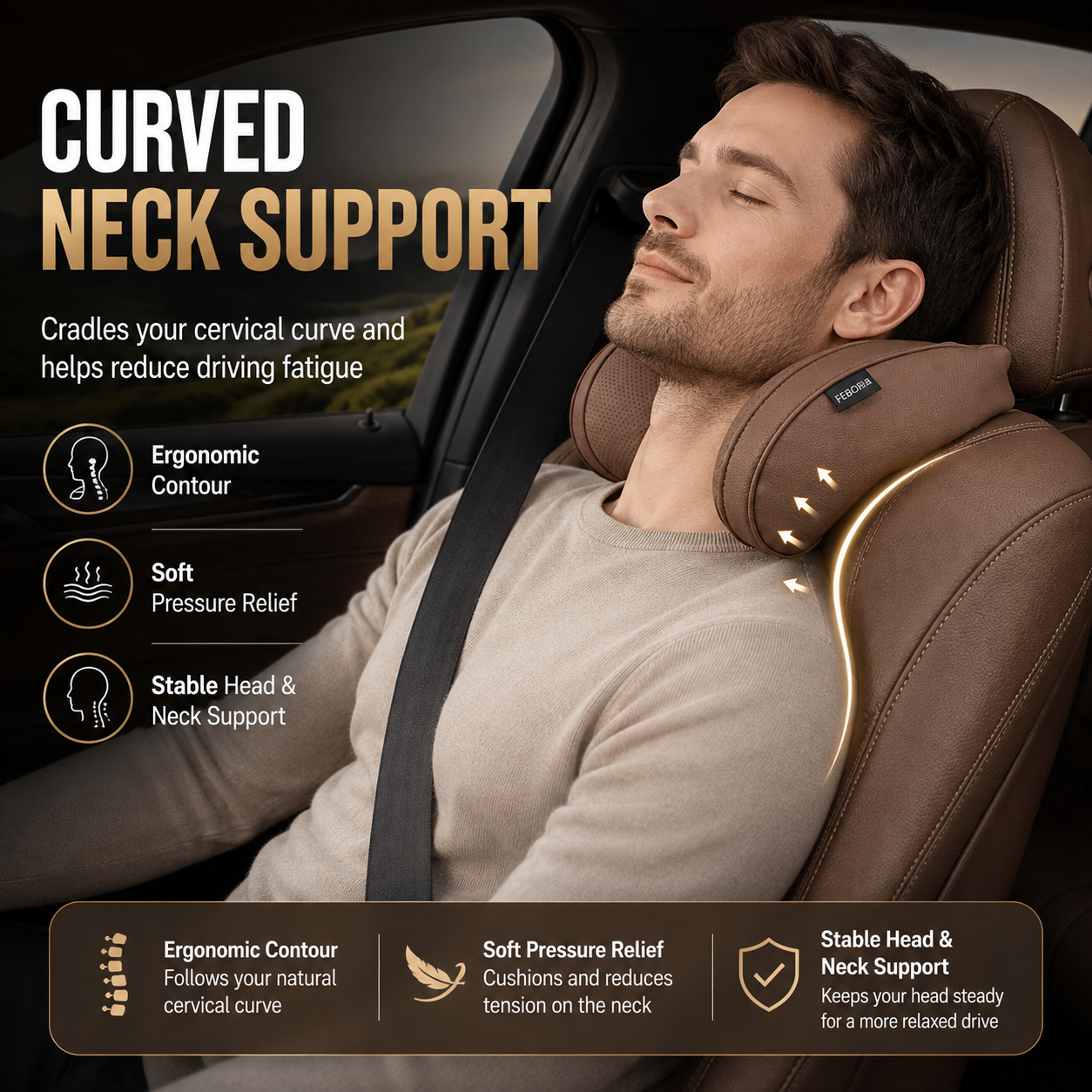 🛋️ Drive in First-Class Comfort — Ergonomic Car Neck & Lumbar Support Pillow Set 🚗