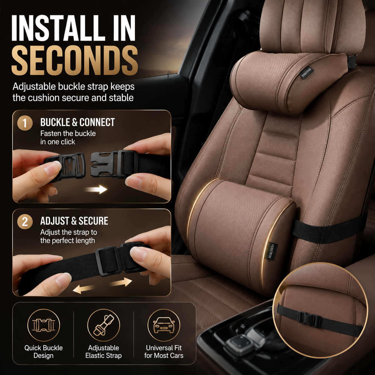 🛋️ Drive in First-Class Comfort — Ergonomic Car Neck & Lumbar Support Pillow Set 🚗
