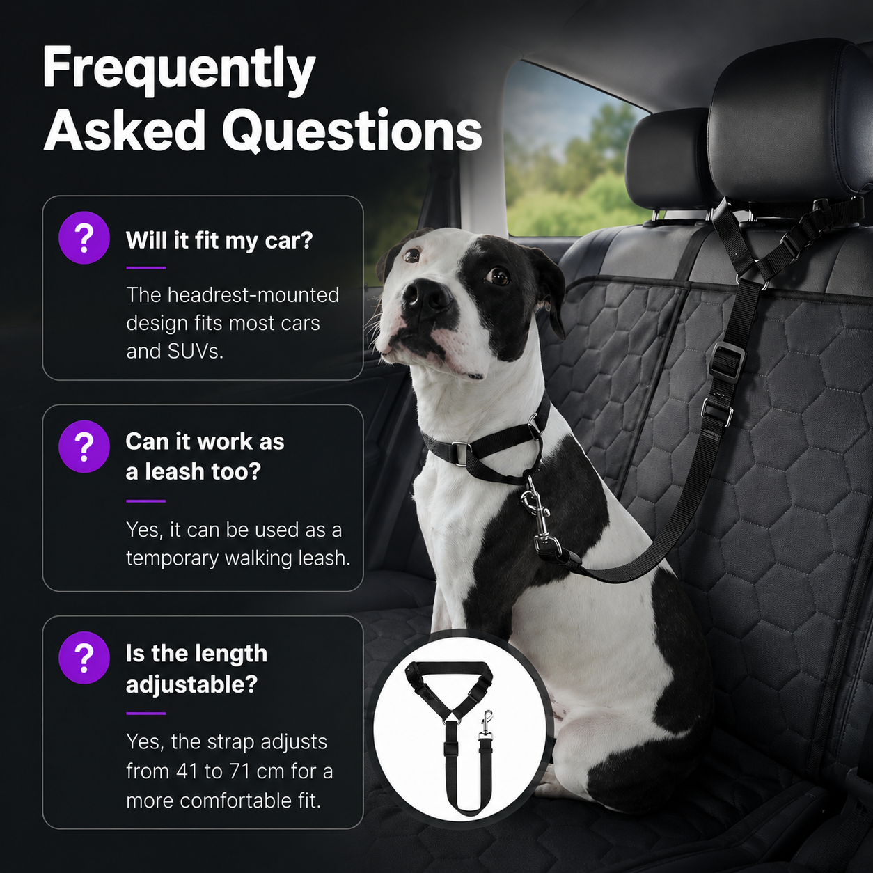 ❤️‍🔥New Hot Selling🔥Buy 2 Get 1 Free🔥 2-in-1 Dog Car Seat Belt & Walking Leash