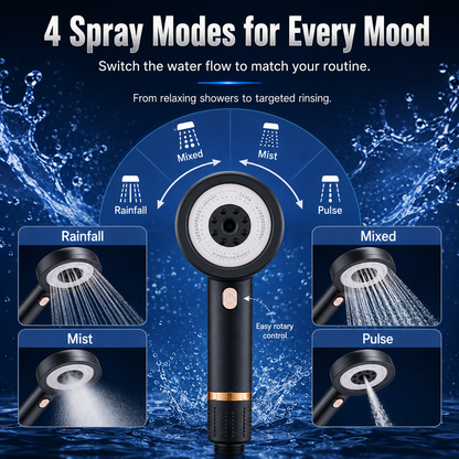 🚿 High-Pressure Filter Shower Head – 4 Spray Modes • Powerful Flow • Cleaner, Spa-Like Showers 💧