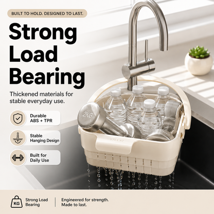 🔥 Foldable Hanging Sink Basket – Retractable Drain Colander for Washing, Straining & Kitchen Storage