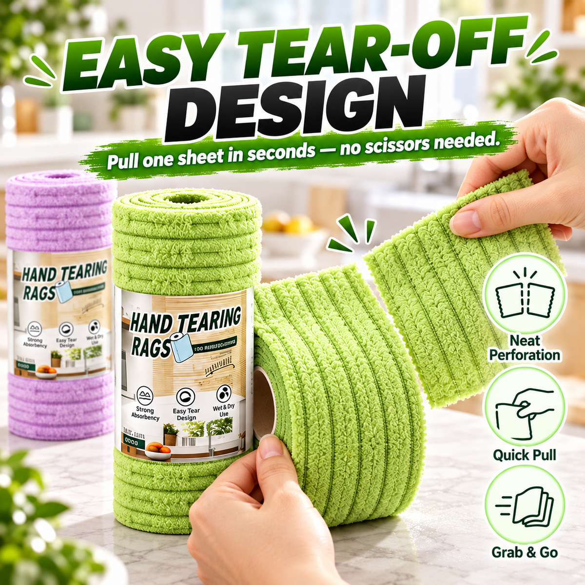 🧽 Tear-Off Cleaning Cloth Roll – Ultra-Powerful Cleaning, Wipes Away Grease in One Swipe! ✨ Super Absorbent & Reusable
