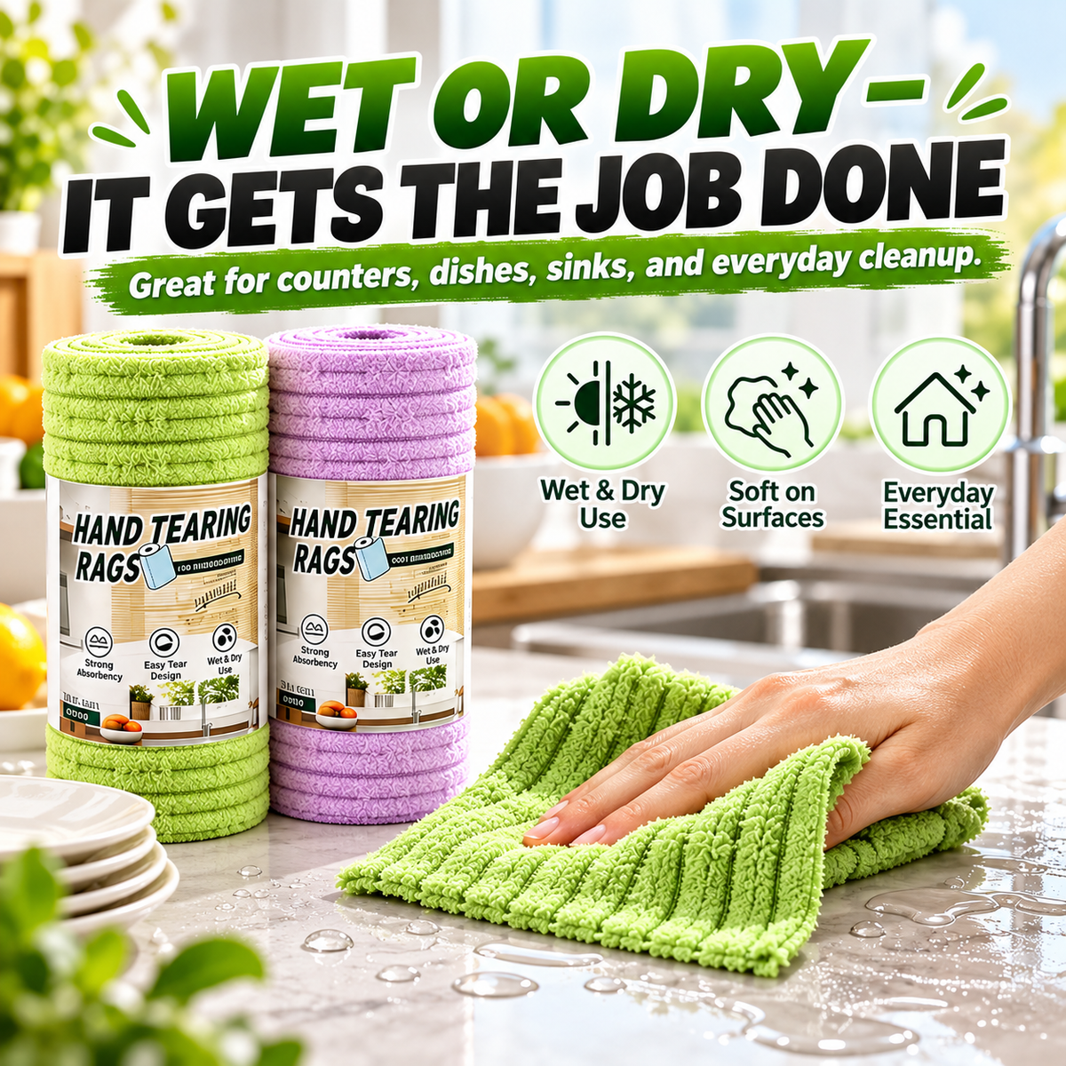🧽 Tear-Off Cleaning Cloth Roll – Ultra-Powerful Cleaning, Wipes Away Grease in One Swipe! ✨ Super Absorbent & Reusable