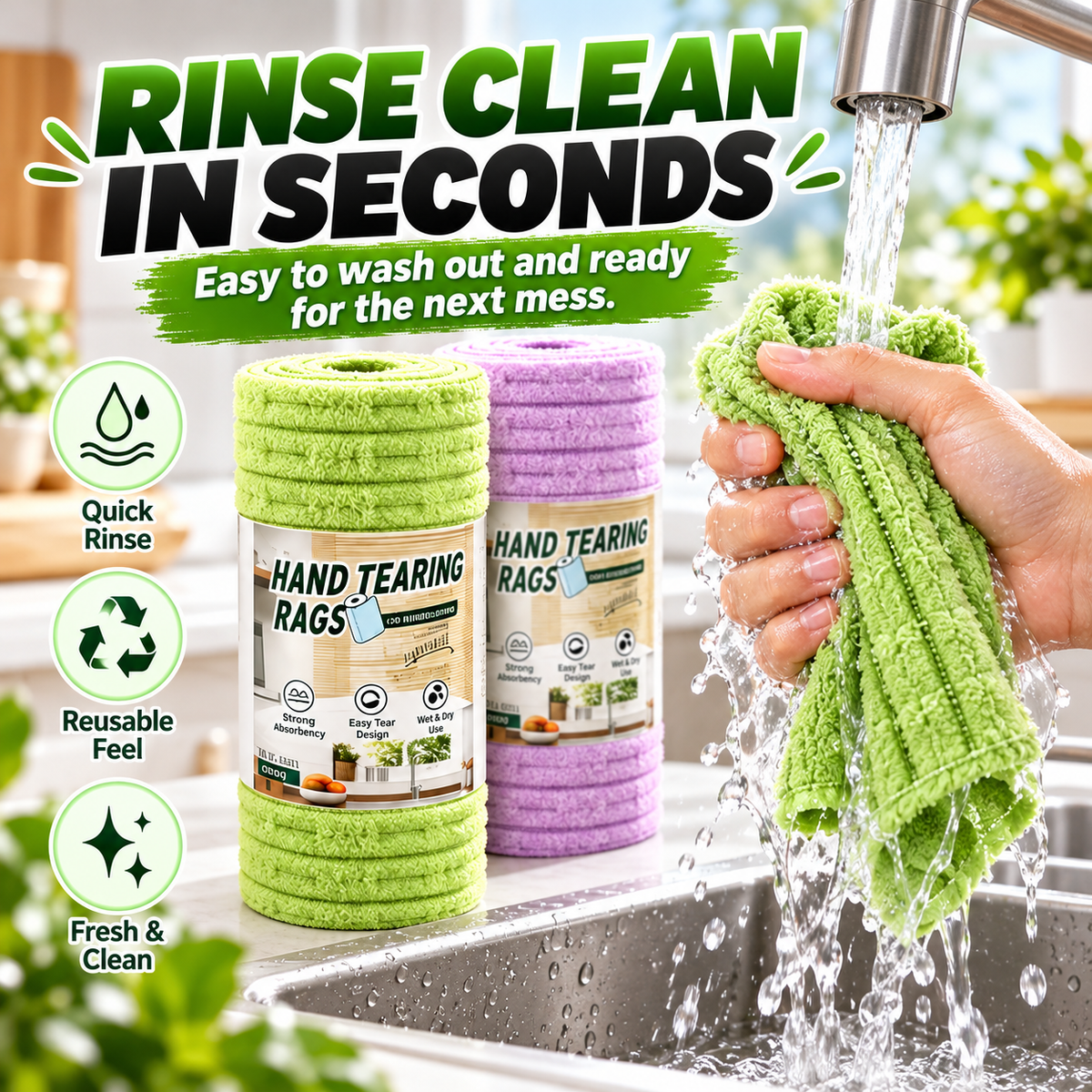 🧽 Tear-Off Cleaning Cloth Roll – Ultra-Powerful Cleaning, Wipes Away Grease in One Swipe! ✨ Super Absorbent & Reusable