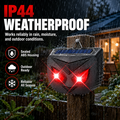 🦌 Solar Animal Repeller – Powerful Flashing LED Wildlife Deterrent | ☀️ Solar Powered · 🌙 Auto Night Activation · 🌧️ IP44 Waterproof